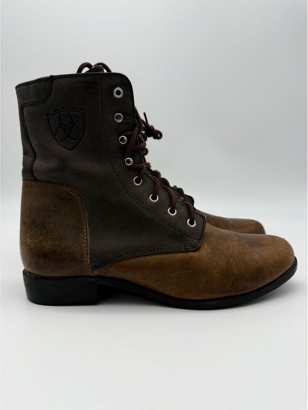 Ariat Heritage Lacer Womens Leather Lace Up Western Boots Brown Gray Size 8